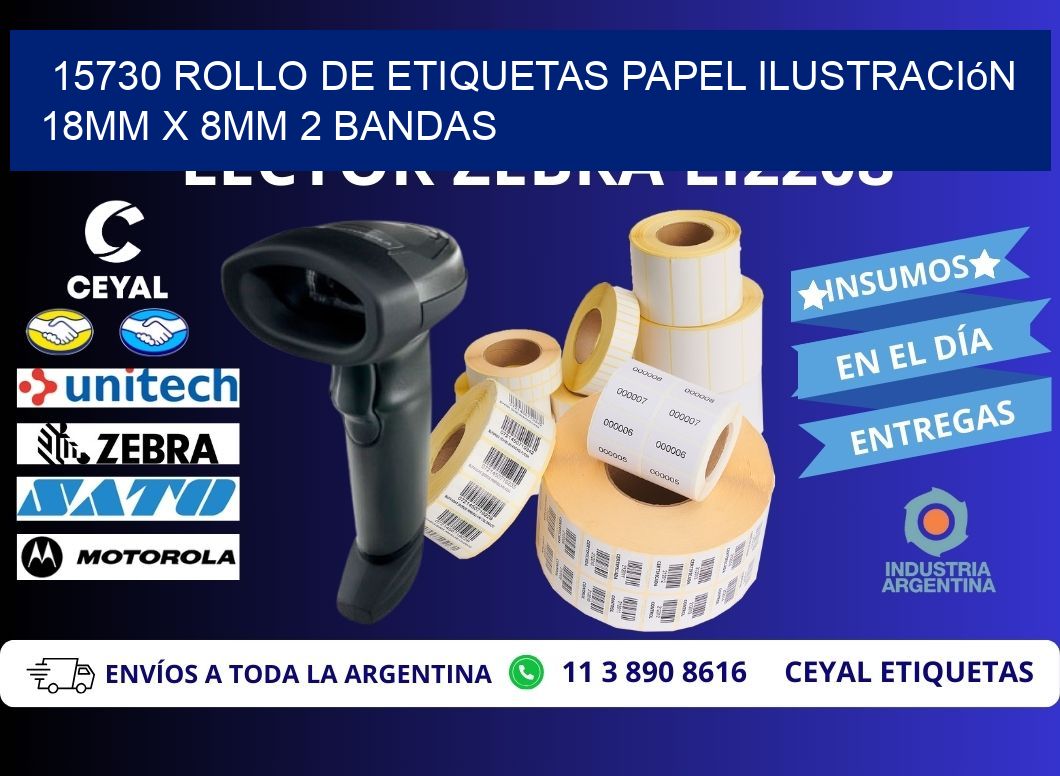 15730 Rollo de Etiquetas Papel Ilustración 18mm x 8mm 2 Bandas