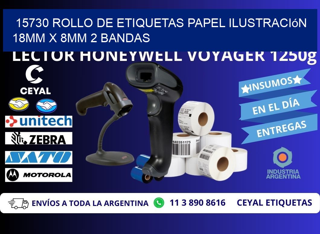 15730 Rollo de Etiquetas Papel Ilustración 18mm x 8mm 2 Bandas