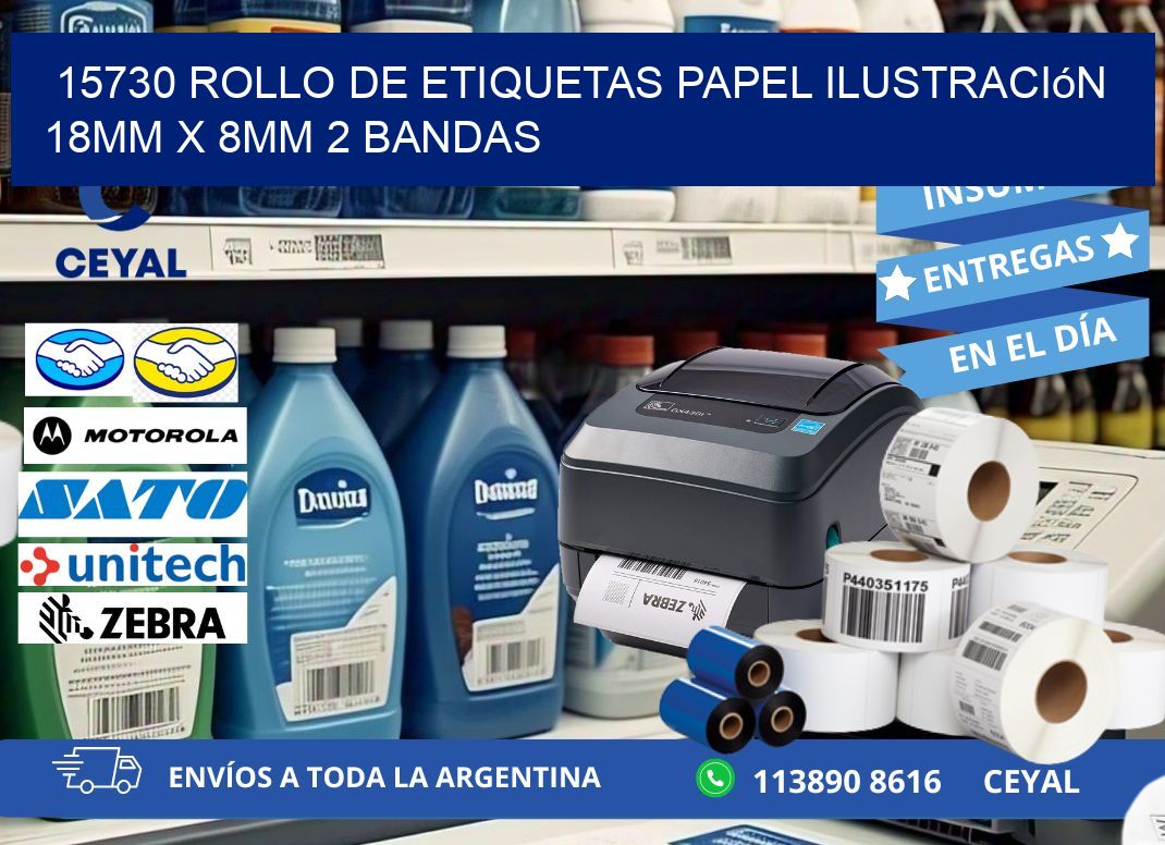 15730 Rollo de Etiquetas Papel Ilustración 18mm x 8mm 2 Bandas