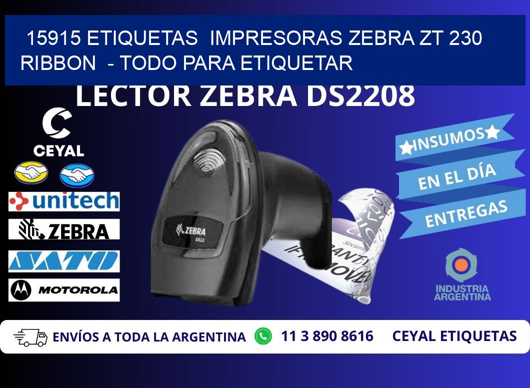 15915 etiquetas  impresoras zebra zt 230 ribbon  - Todo para Etiquetar