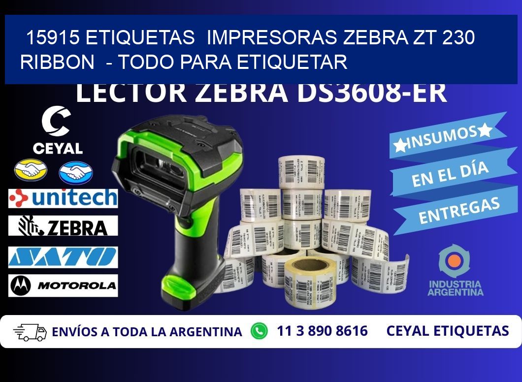 15915 etiquetas  impresoras zebra zt 230 ribbon  - Todo para Etiquetar