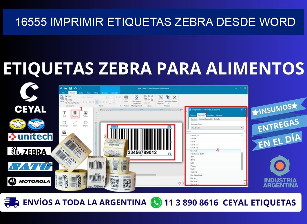 16555 imprimir etiquetas zebra desde word