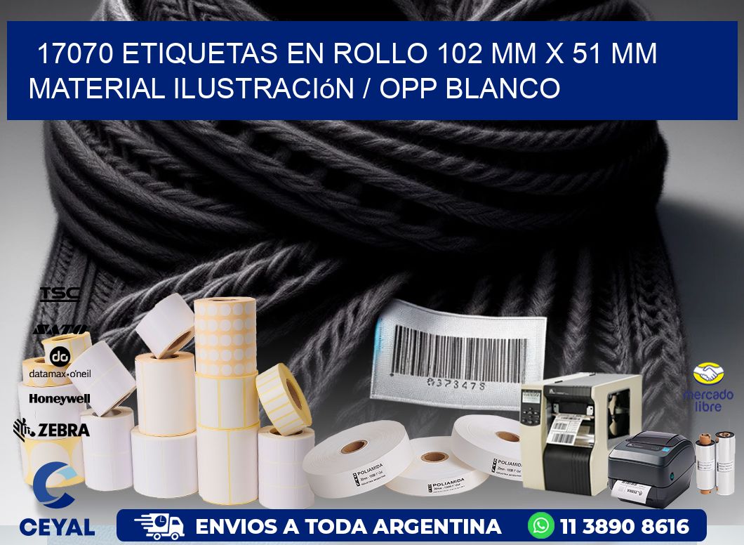 17070 Etiquetas en rollo 102 mm x 51 mm material Ilustración / OPP Blanco
