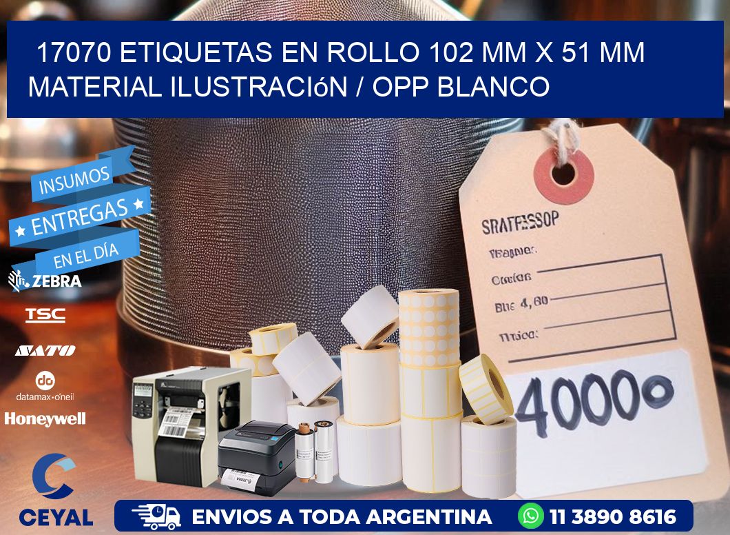 17070 Etiquetas en rollo 102 mm x 51 mm material Ilustración / OPP Blanco