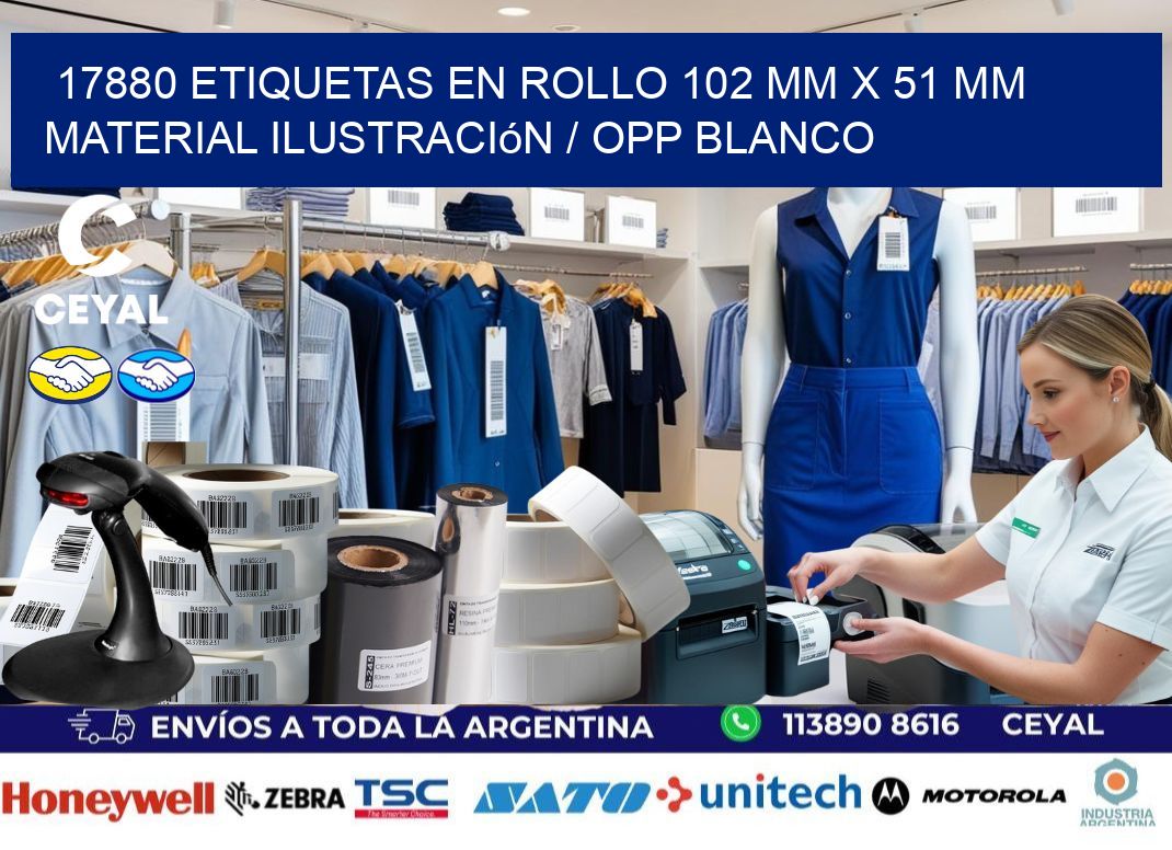 17880 Etiquetas en rollo 102 mm x 51 mm material Ilustración / OPP Blanco