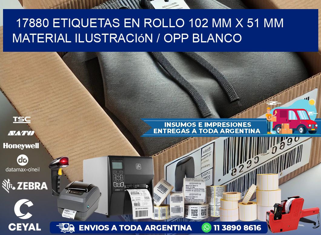 17880 Etiquetas en rollo 102 mm x 51 mm material Ilustración / OPP Blanco