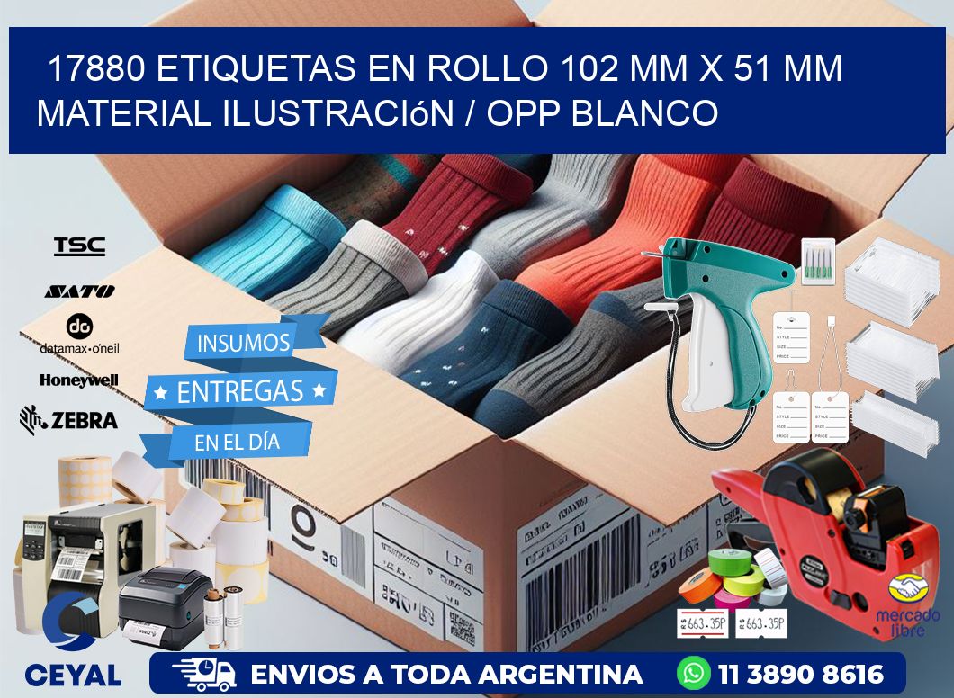 17880 Etiquetas en rollo 102 mm x 51 mm material Ilustración / OPP Blanco