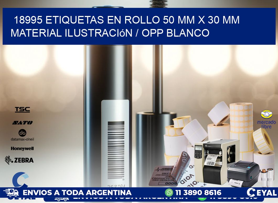 18995 Etiquetas en rollo 50 mm x 30 mm material Ilustración / OPP Blanco