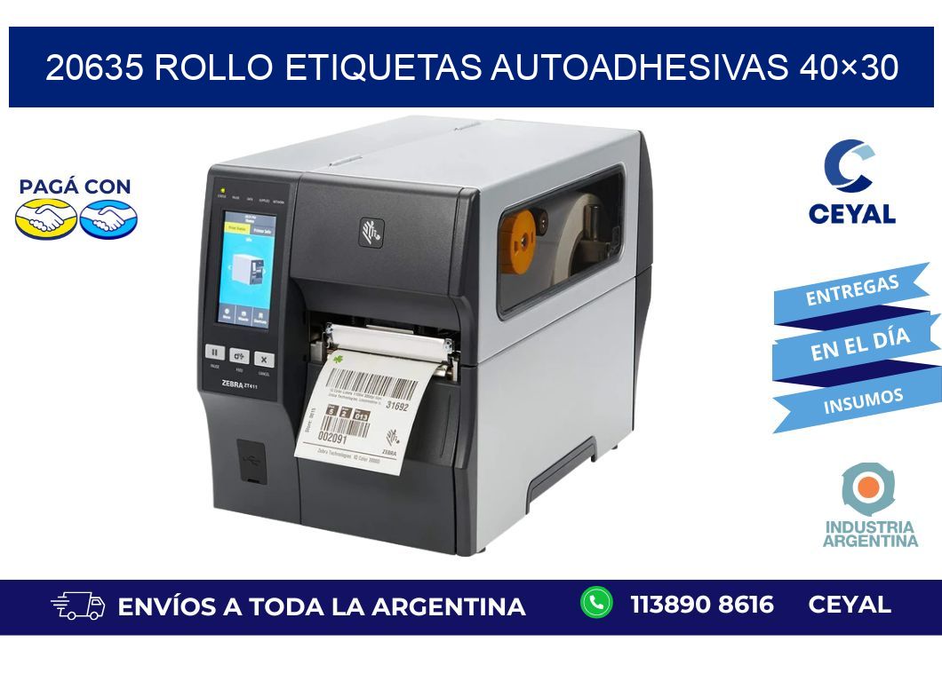20635 Rollo Etiquetas autoadhesivas 40×30