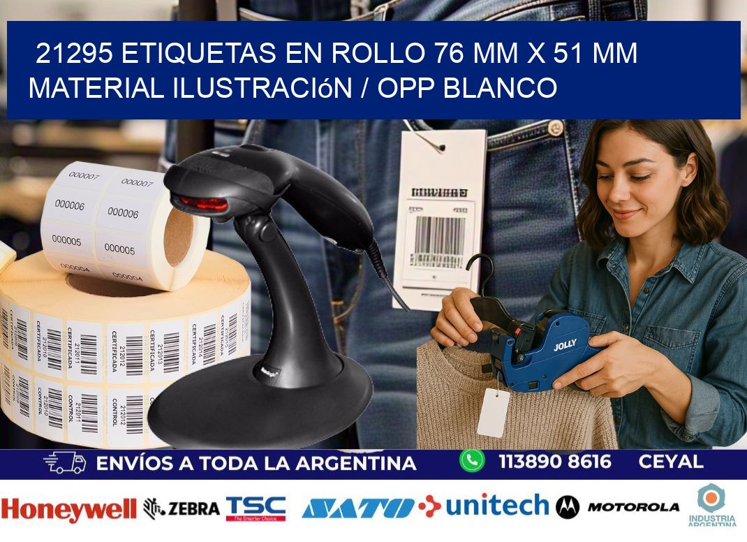 21295 Etiquetas en rollo 76 mm x 51 mm material Ilustración / OPP Blanco