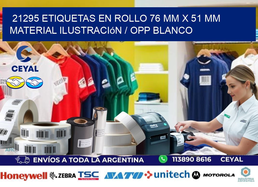21295 Etiquetas en rollo 76 mm x 51 mm material Ilustración / OPP Blanco