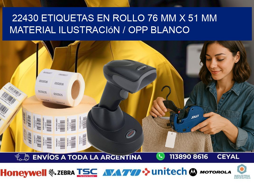 22430 Etiquetas en rollo 76 mm x 51 mm material Ilustración / OPP Blanco