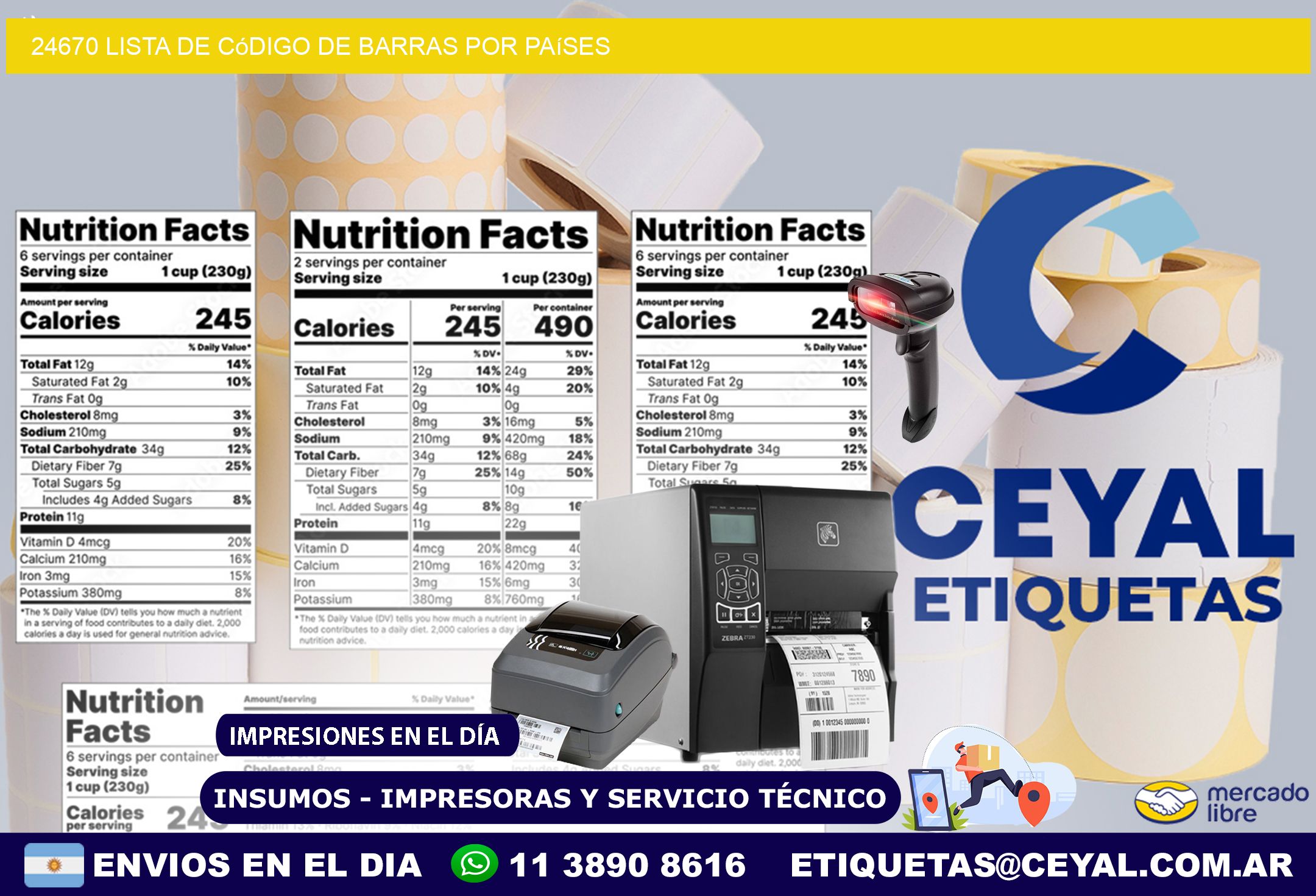 24670 Lista de código de barras por países