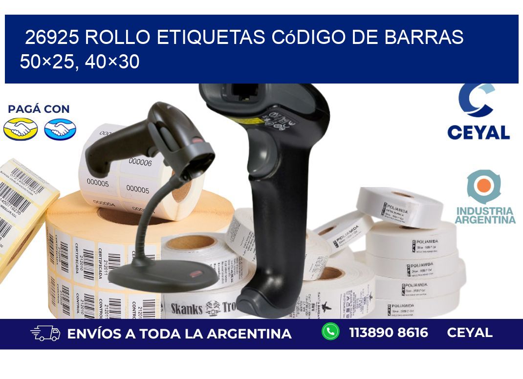 26925 rollo etiquetas código de barras 50×25, 40×30
