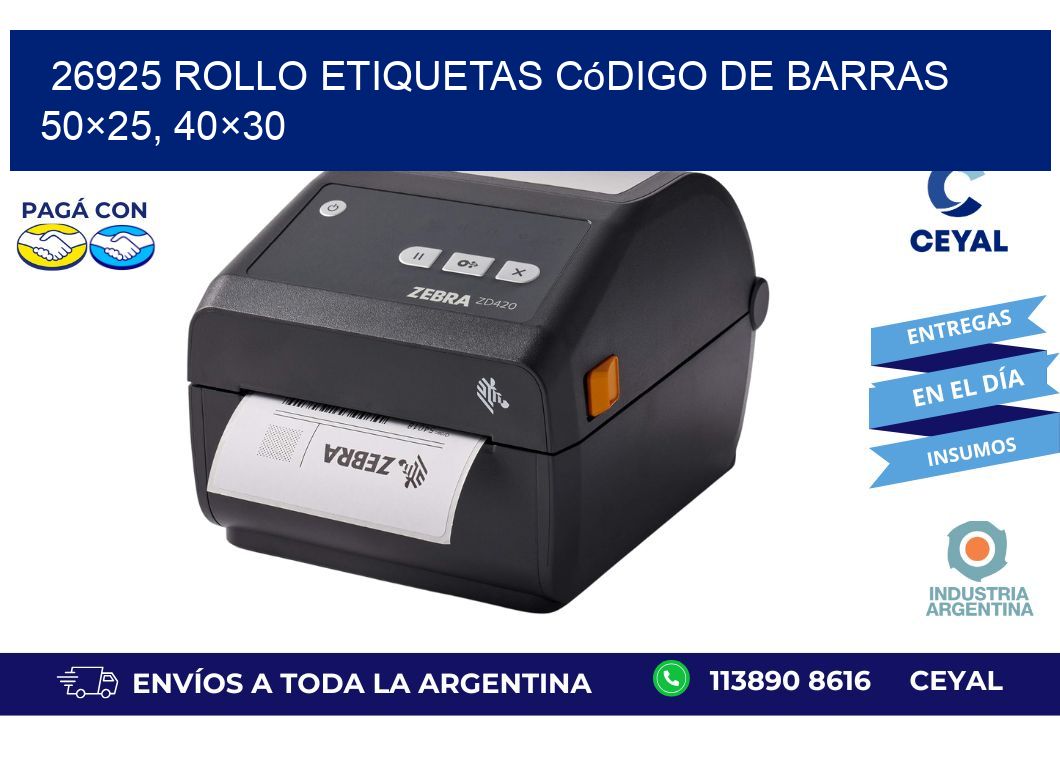 26925 rollo etiquetas código de barras 50×25, 40×30