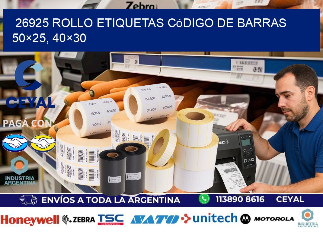 26925 rollo etiquetas código de barras 50×25, 40×30