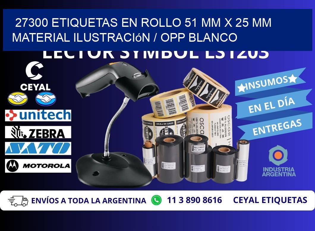 27300 Etiquetas en rollo 51 mm x 25 mm material Ilustración / OPP Blanco