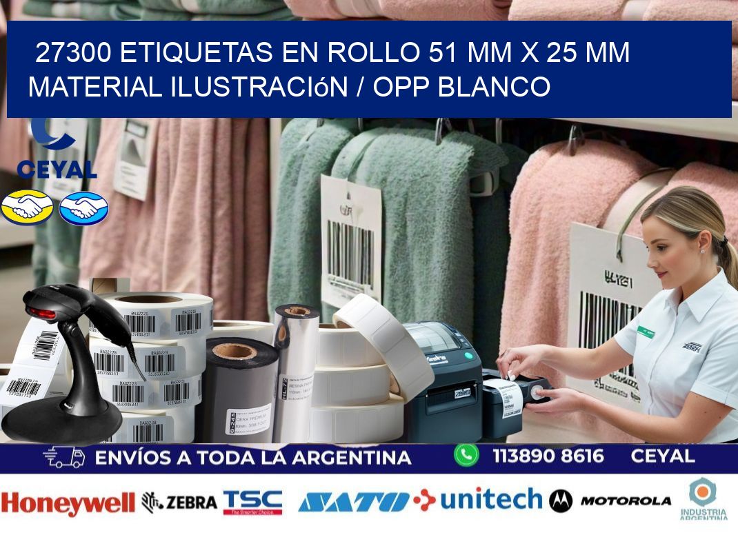 27300 Etiquetas en rollo 51 mm x 25 mm material Ilustración / OPP Blanco