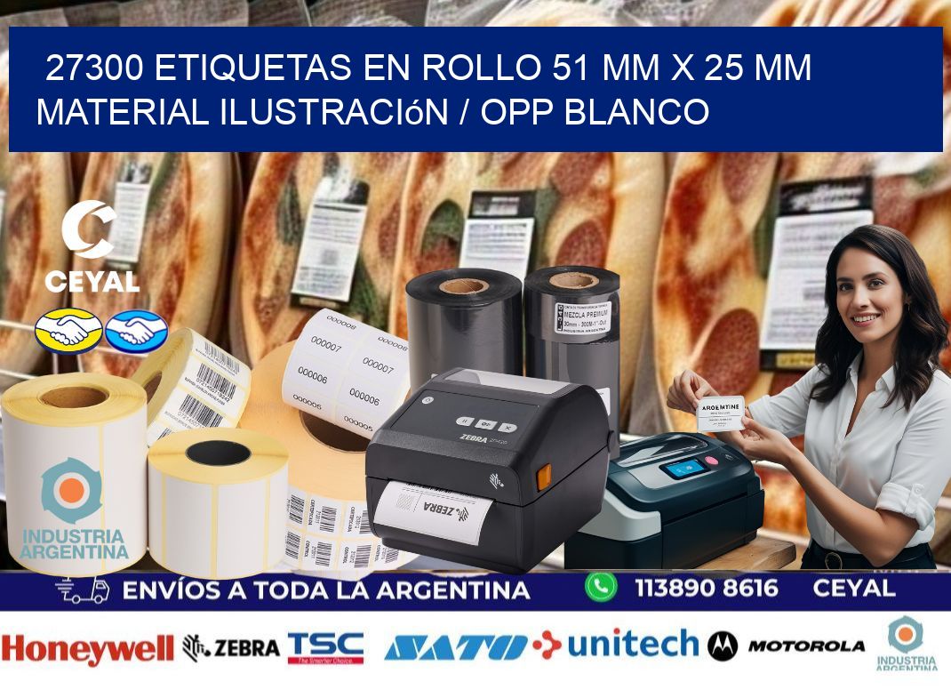27300 Etiquetas en rollo 51 mm x 25 mm material Ilustración / OPP Blanco