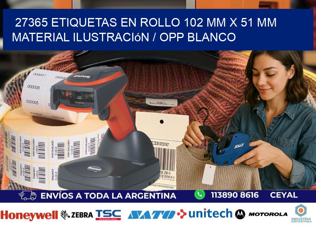 27365 Etiquetas en rollo 102 mm x 51 mm material Ilustración / OPP Blanco