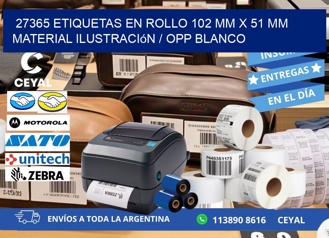 27365 Etiquetas en rollo 102 mm x 51 mm material Ilustración / OPP Blanco