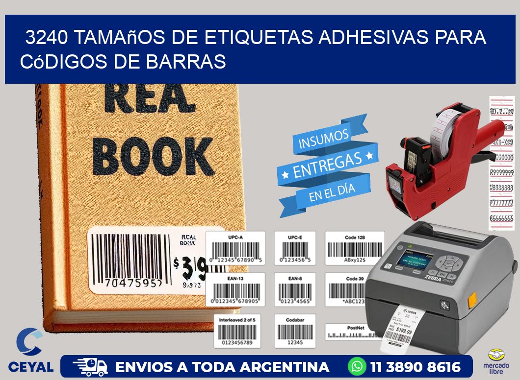 3240 Tamaños de etiquetas adhesivas para códigos de barras