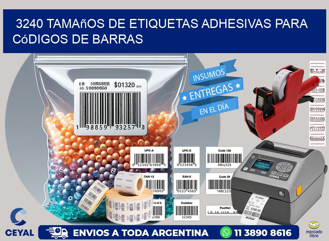 3240 Tamaños de etiquetas adhesivas para códigos de barras