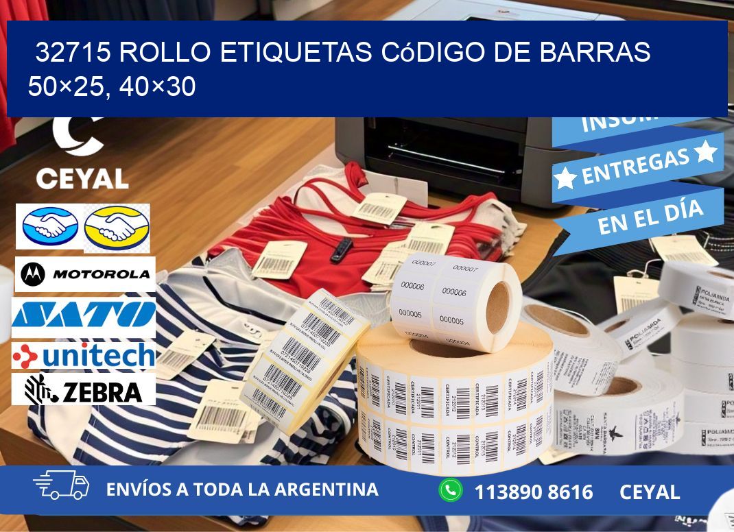 32715 rollo etiquetas código de barras 50×25, 40×30