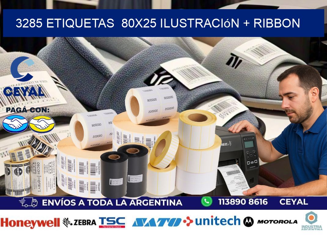3285 etiquetas 80x25 ilustración + ribbon