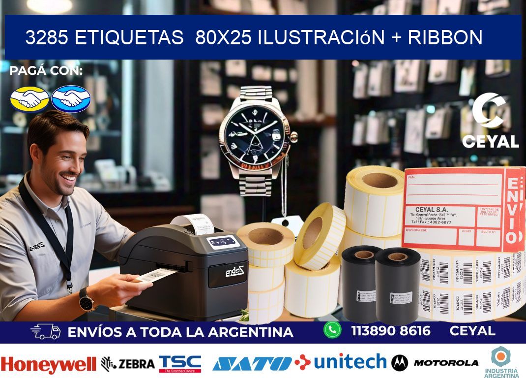 3285 etiquetas  80×25 ilustración + ribbon