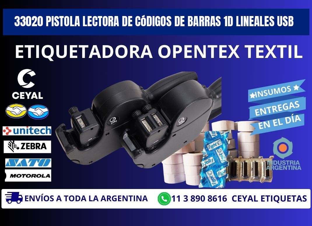33020 Pistola Lectora De Códigos De Barras 1d Lineales Usb