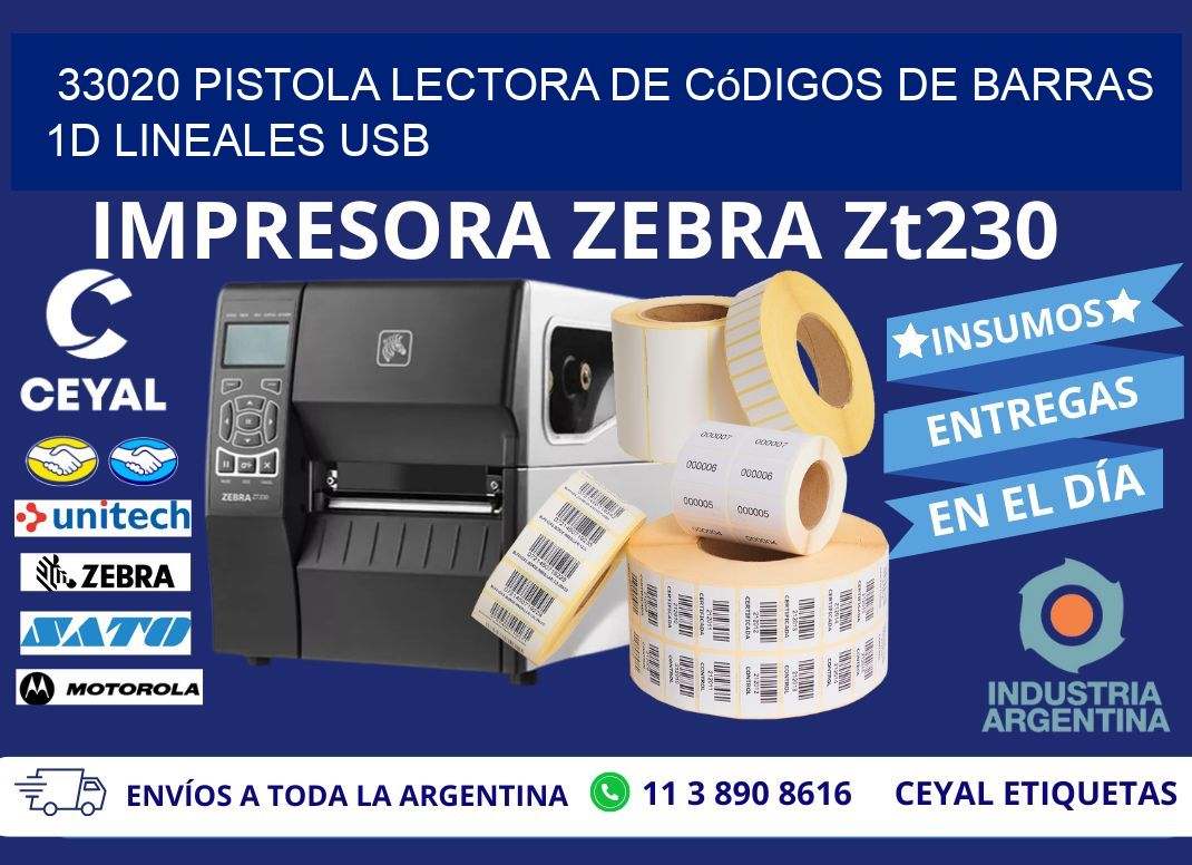 33020 Pistola Lectora De Códigos De Barras 1d Lineales Usb