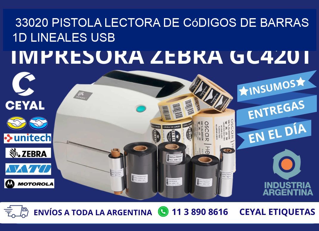 33020 Pistola Lectora De Códigos De Barras 1d Lineales Usb