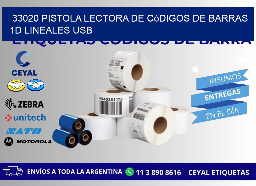 33020 Pistola Lectora De Códigos De Barras 1d Lineales Usb
