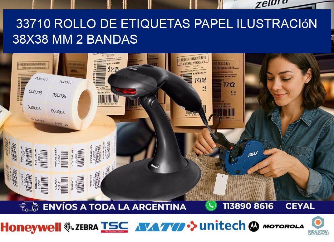 33710 Rollo de Etiquetas Papel Ilustración 38x38 Mm 2 Bandas