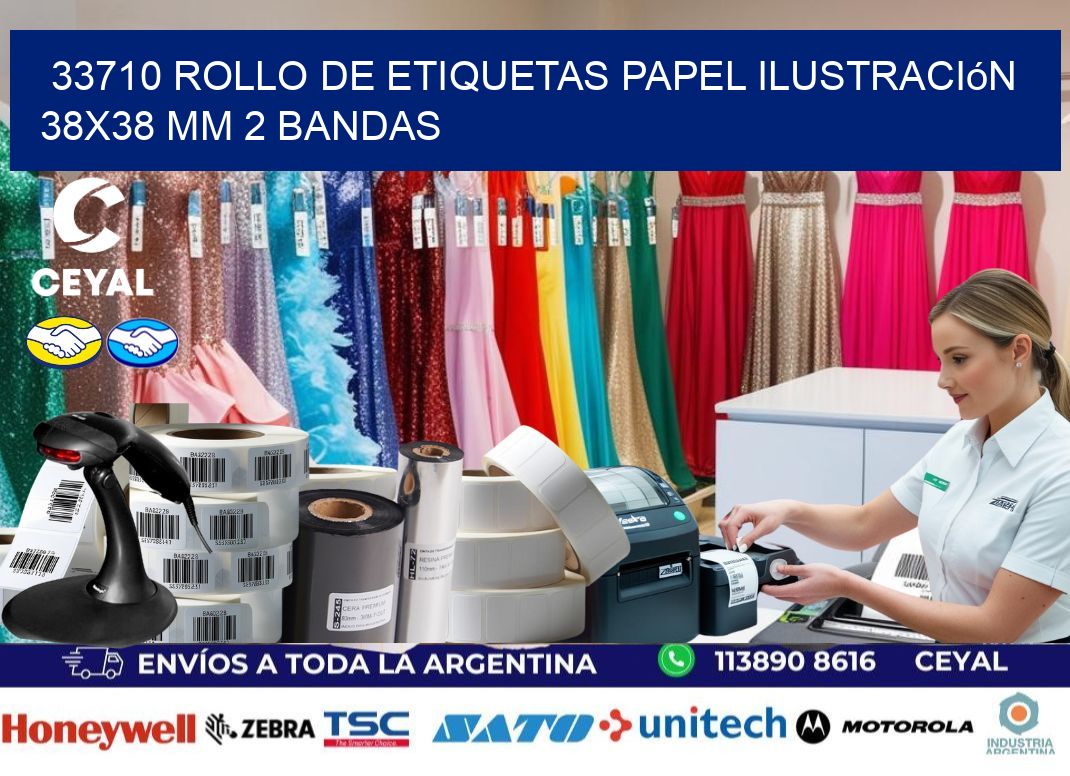 33710 Rollo de Etiquetas Papel Ilustración 38×38 Mm 2 Bandas