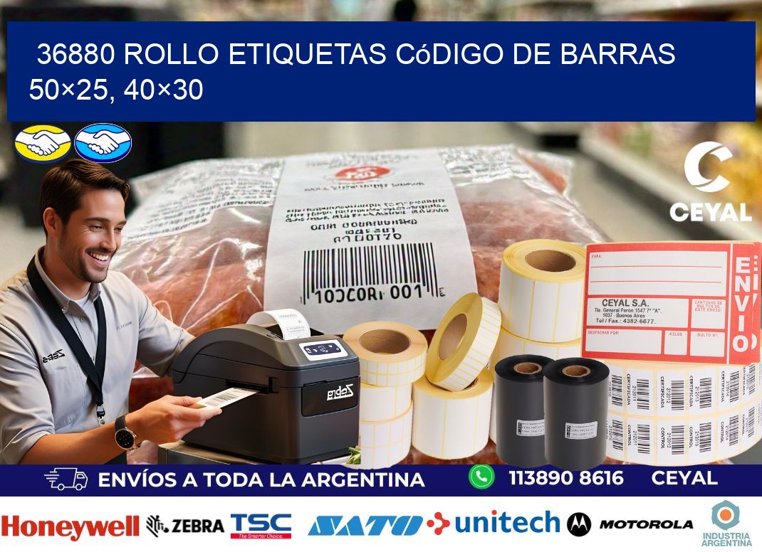 36880 rollo etiquetas código de barras 50×25, 40×30