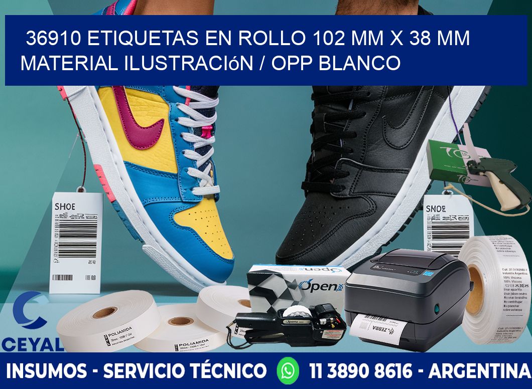 36910 Etiquetas en rollo 102 mm x 38 mm material Ilustración / OPP Blanco