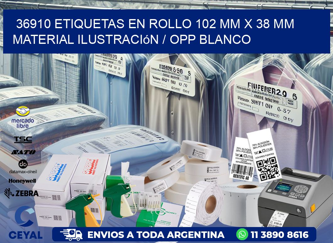 36910 Etiquetas en rollo 102 mm x 38 mm material Ilustración / OPP Blanco