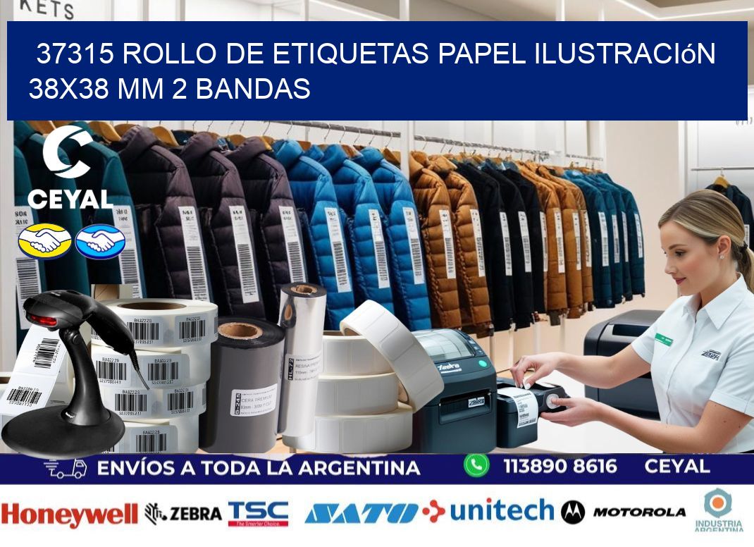 37315 Rollo de Etiquetas Papel Ilustración 38x38 Mm 2 Bandas