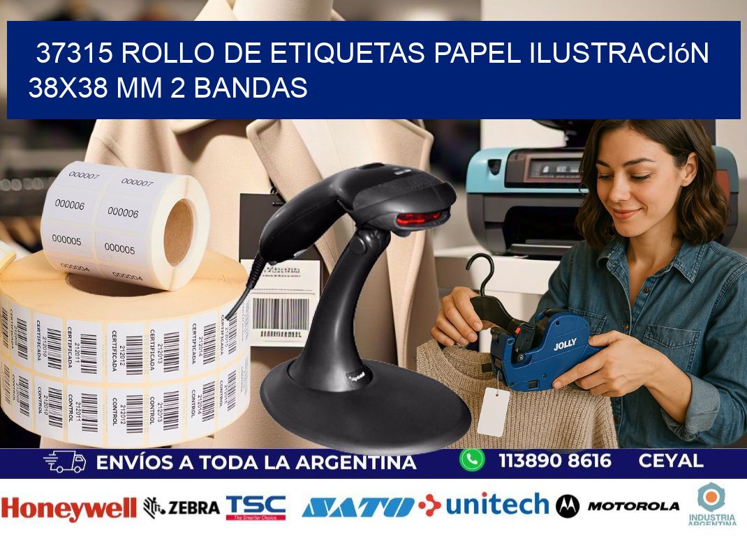 37315 Rollo de Etiquetas Papel Ilustración 38x38 Mm 2 Bandas
