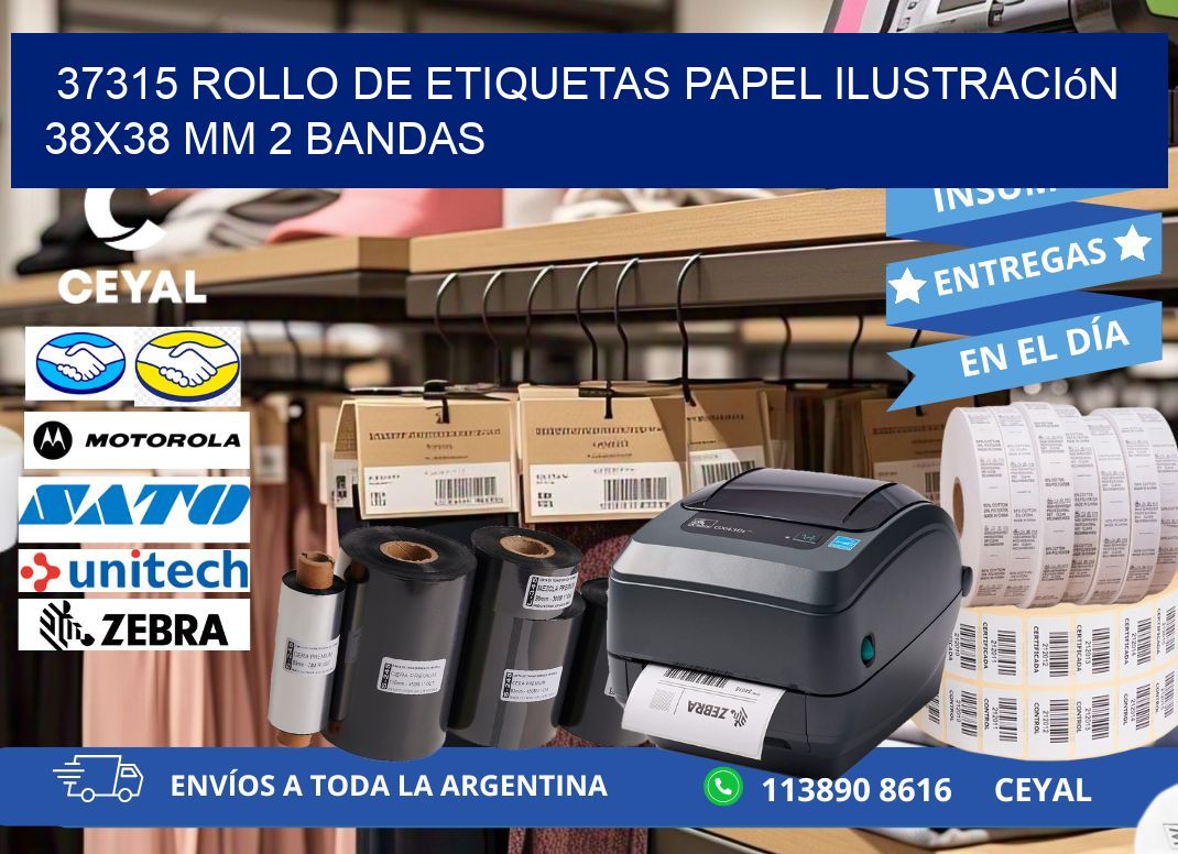 37315 Rollo de Etiquetas Papel Ilustración 38x38 Mm 2 Bandas