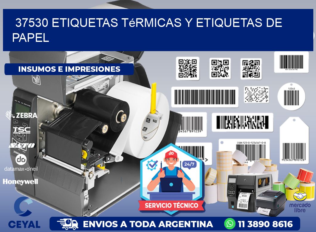 37530 etiquetas térmicas y etiquetas de papel
