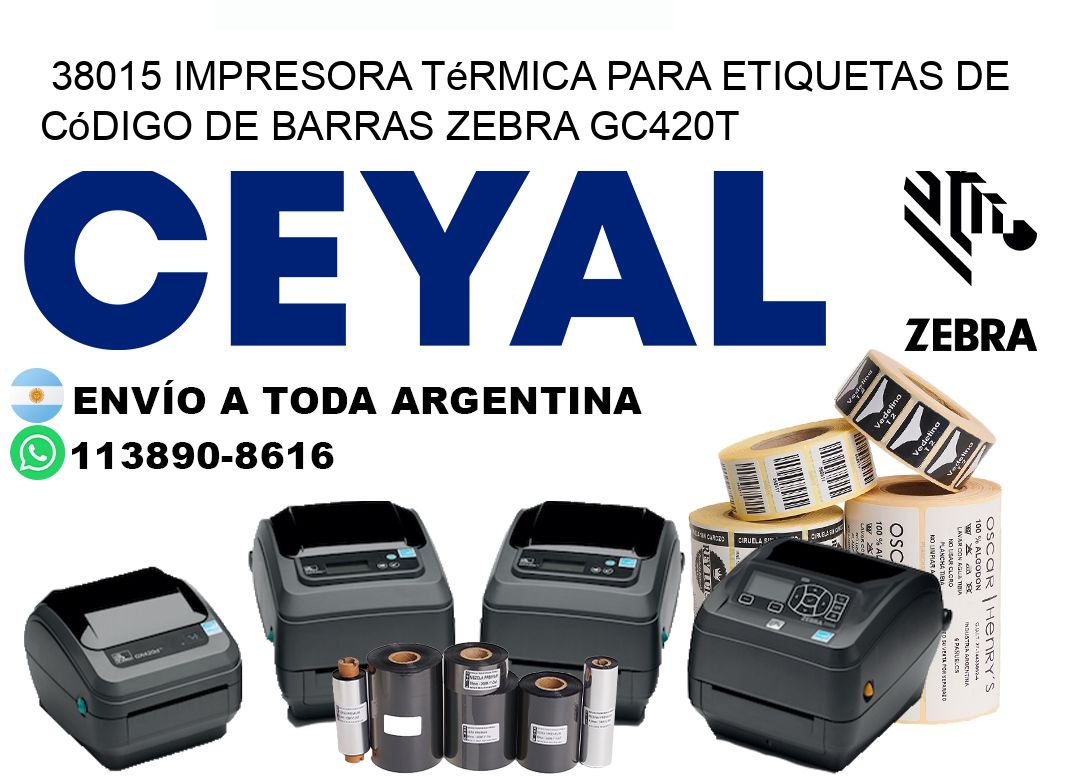 38015 impresora térmica para etiquetas de código de barras Zebra GC420T