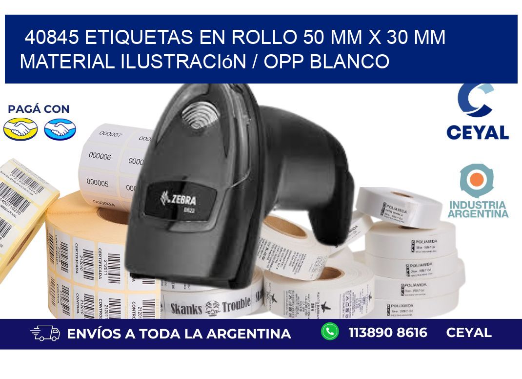 40845 Etiquetas en rollo 50 mm x 30 mm material Ilustración / OPP Blanco