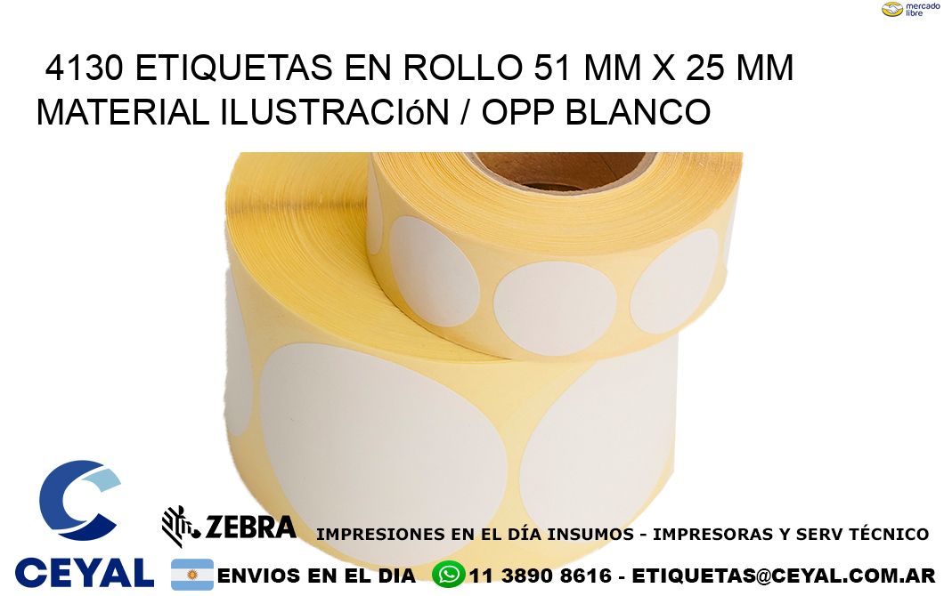 4130 Etiquetas en rollo 51 mm x 25 mm material Ilustración / OPP Blanco