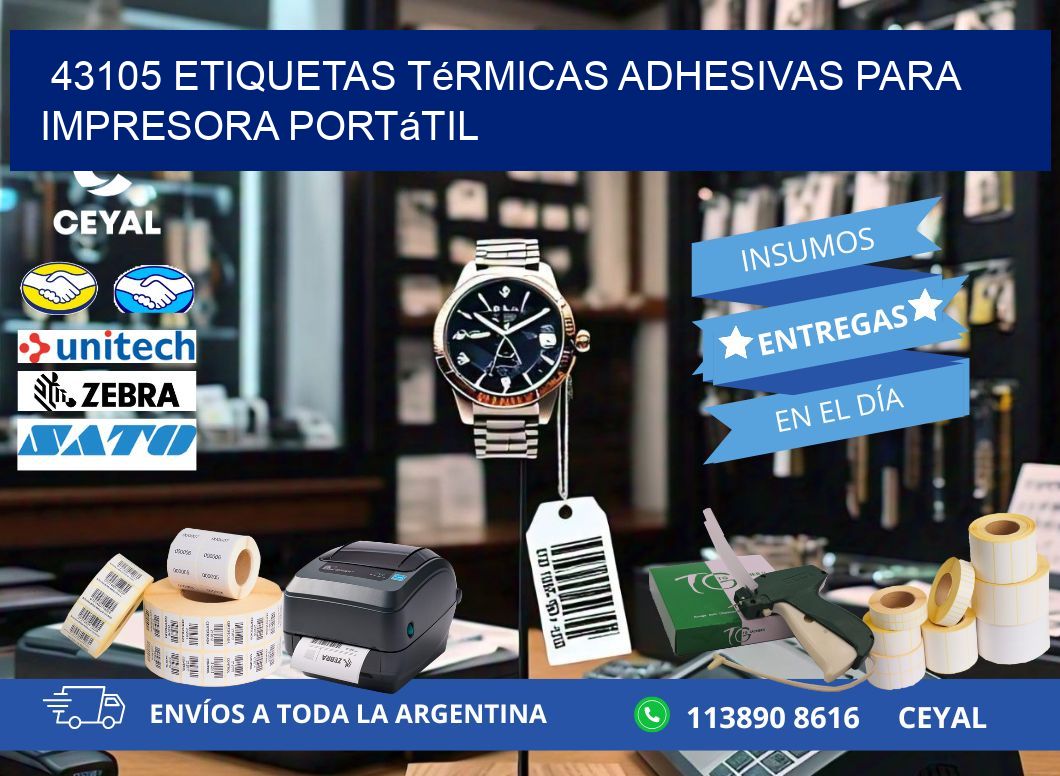 43105 etiquetas térmicas adhesivas para impresora portátil