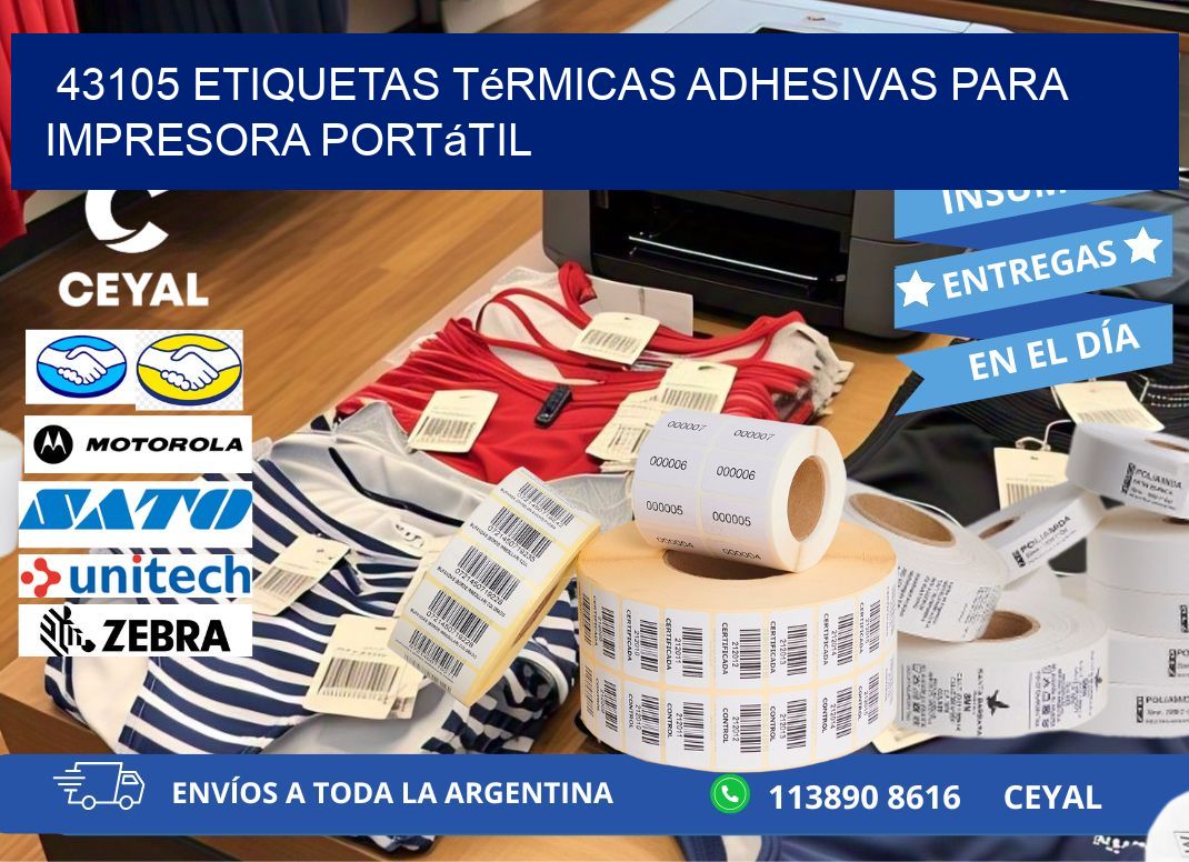 43105 etiquetas térmicas adhesivas para impresora portátil