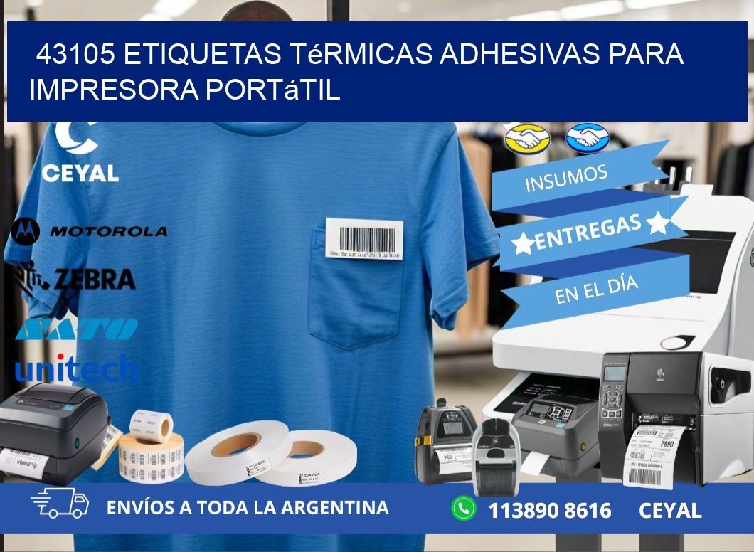 43105 etiquetas térmicas adhesivas para impresora portátil