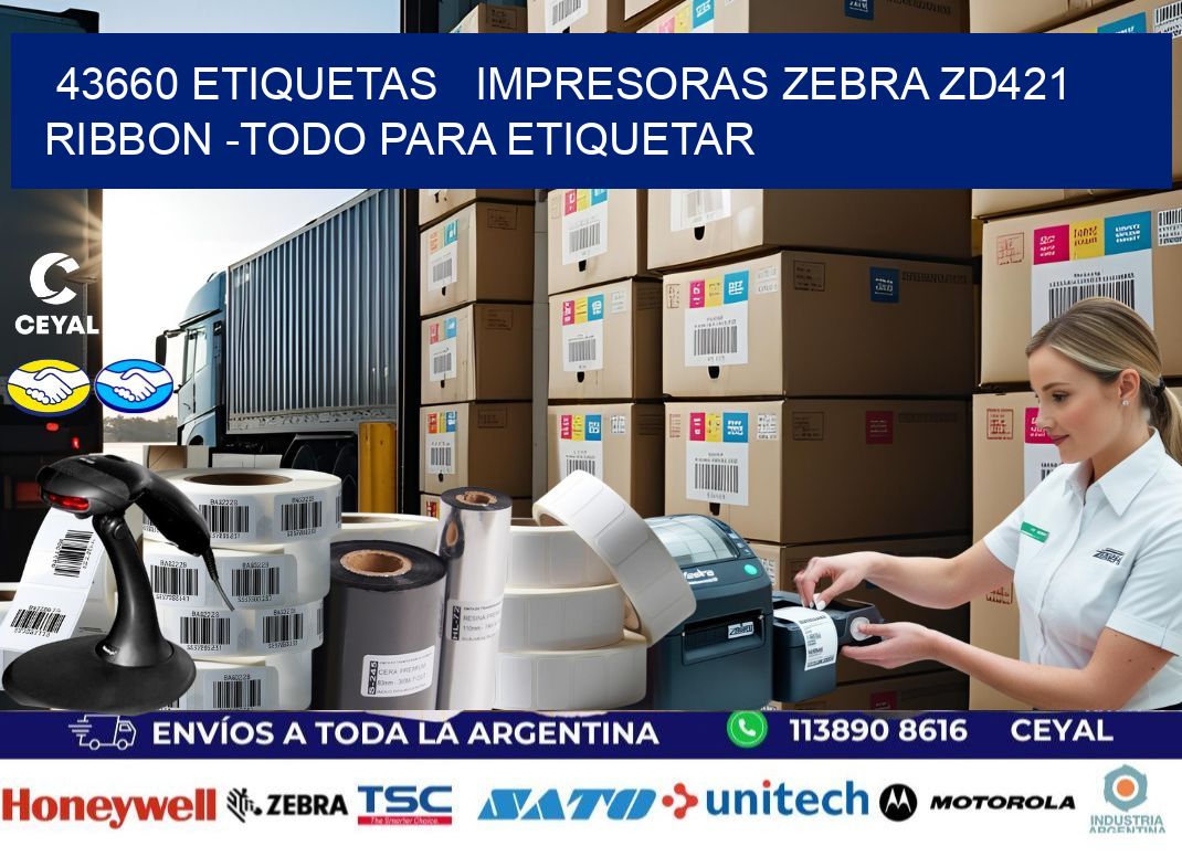 43660 etiquetas   impresoras zebra zd421 ribbon -Todo para Etiquetar